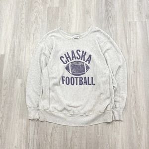 Vintage Light Gray Crewneck Sweater with Purple Graphic